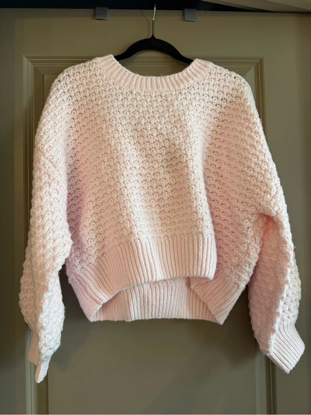 Altar'd State Light Pink Bubble Knit Cropped Crew Sweater - Picture 3 of 5